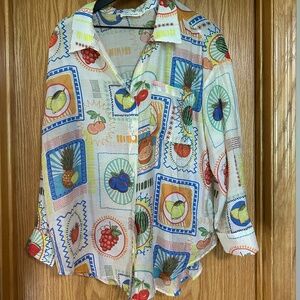 Tropical Fruit Women's Button-Up - Size L